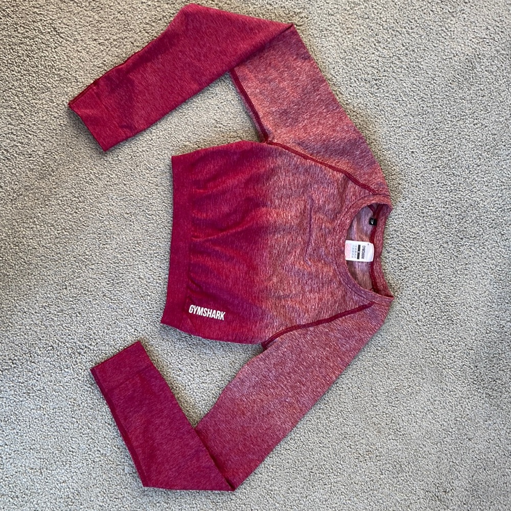 Gymshark Maroon long sleeve fitted crop top
